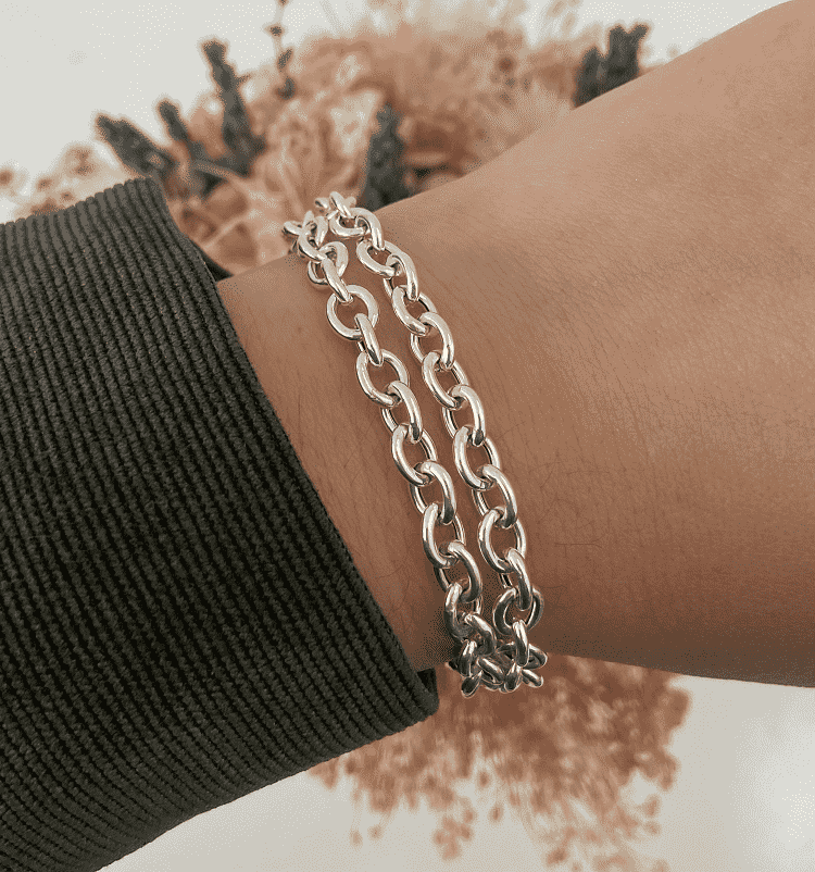 Pulsera cadena doble forzada - Ref: 3512