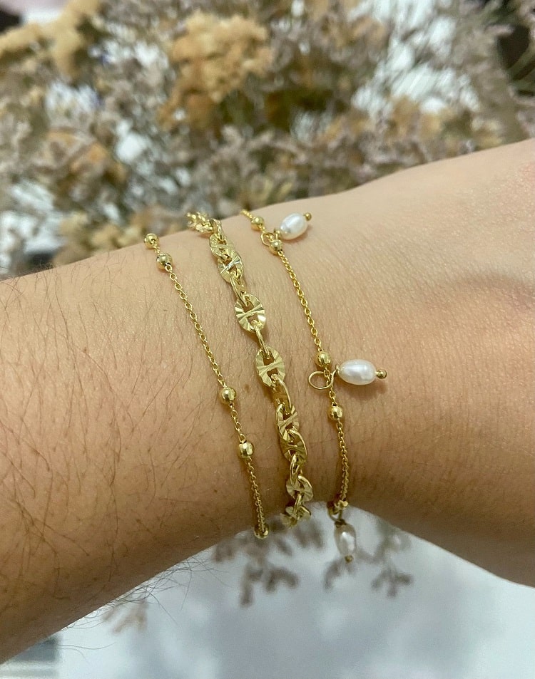 Pulsera bolitas chapada - Ref: 3325/100