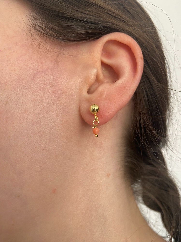 Pendiente coral oro - Ref : 4177/100