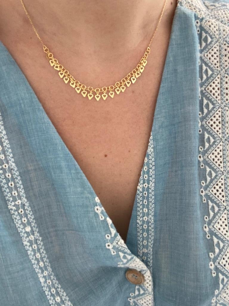 Collar Corazones Oro - Ref: 7195
