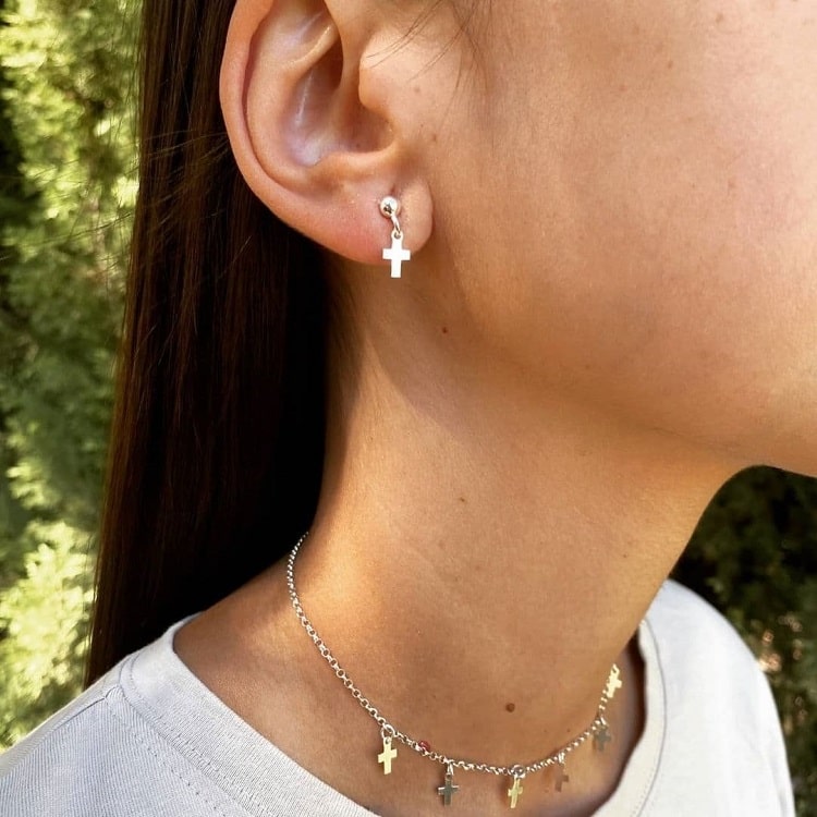 Pendiente cruz pequeña - Ref: 4030