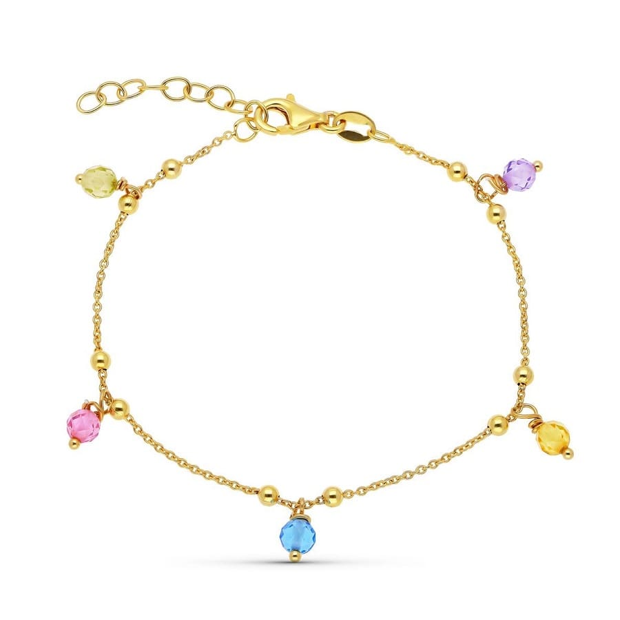 Pulsera piedras colores chapada - Ref : 3559/100